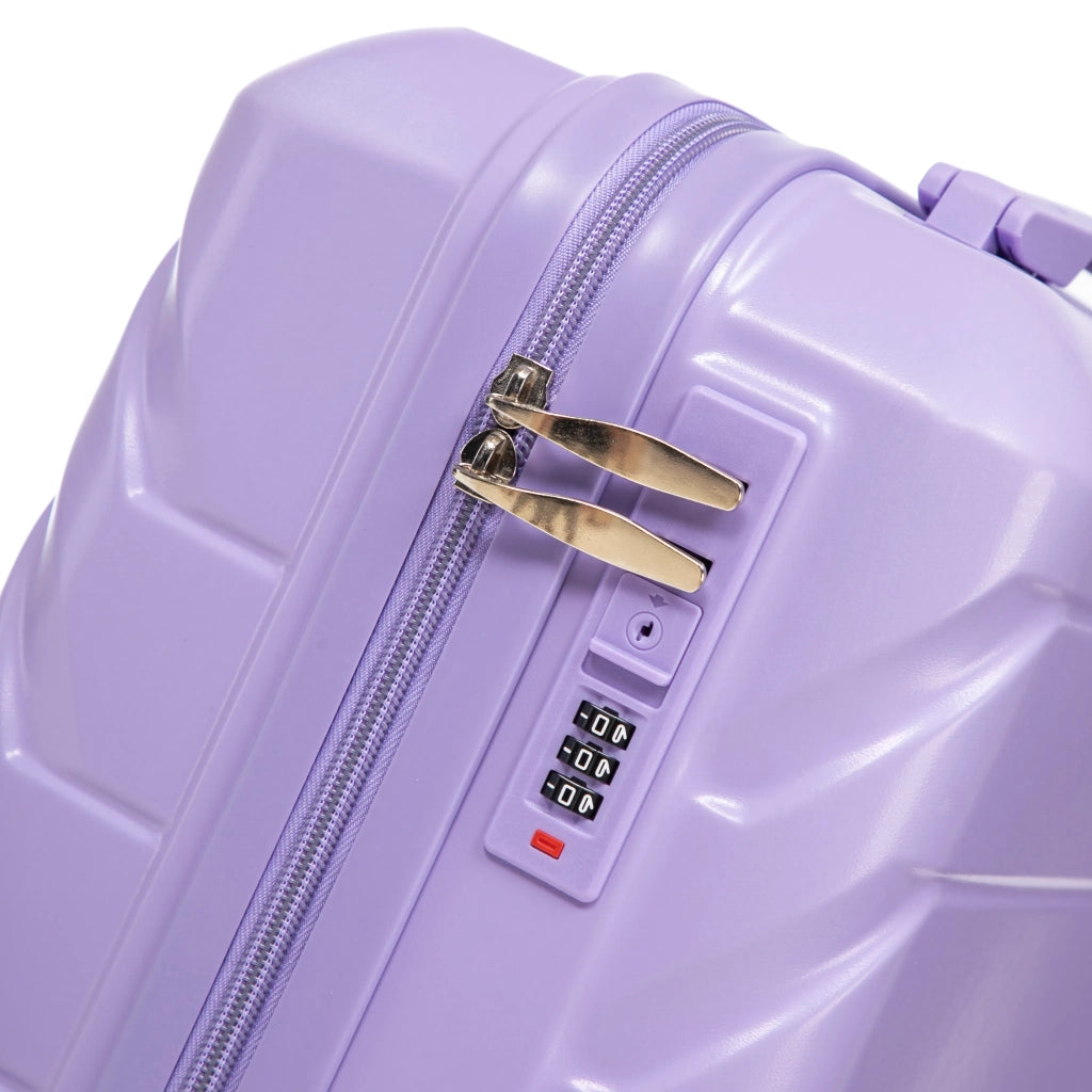 Set 2 valigie ABS con spinner e combinazione, blu + viola, 14"/19" + borsa cosmetica 14