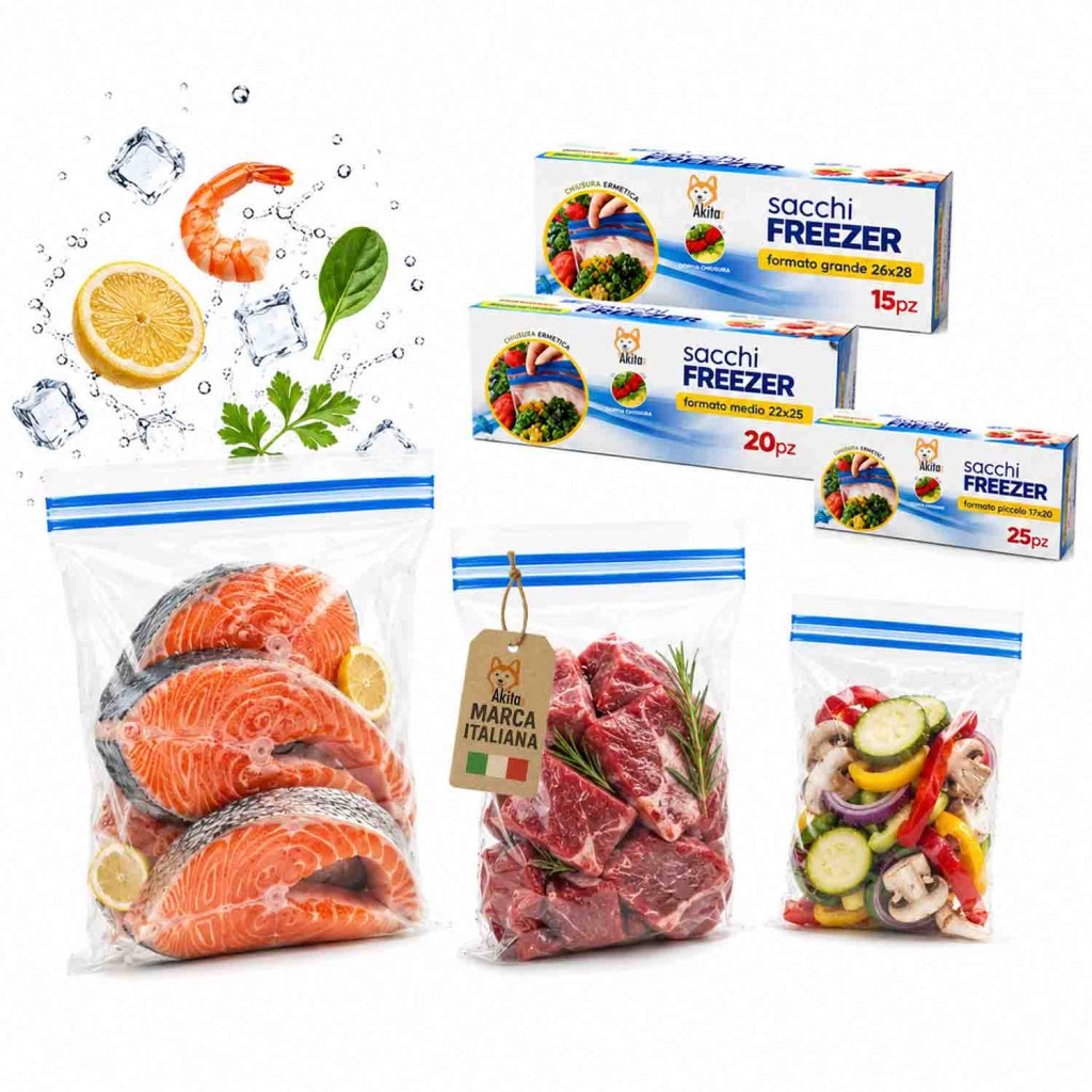 Akitaink Sacchetti Freezer Zip 60 Pz Misure Assortite