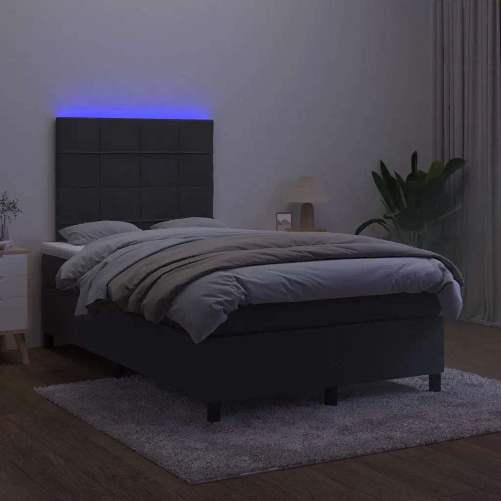 Letto a Molle con Materasso e LED Nero 120x200 cm in Velluto 3136115
