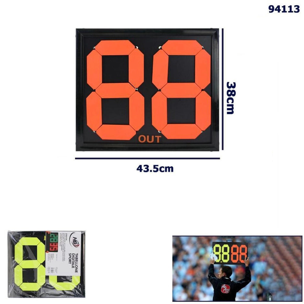 TABELLONE CALCIO SPORT SOSTITUZIONI CAMBI TABELLA ARBITRO A 2 CIFRE FRONTE/RETRO