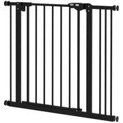 Cancello di sicurezza per cani e animali domestici, metallo e plastica, nero, 74-87 cm