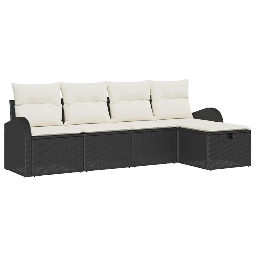 Set di divani con cuscino 5 pcs Nero e Crema polyrattan 3359056