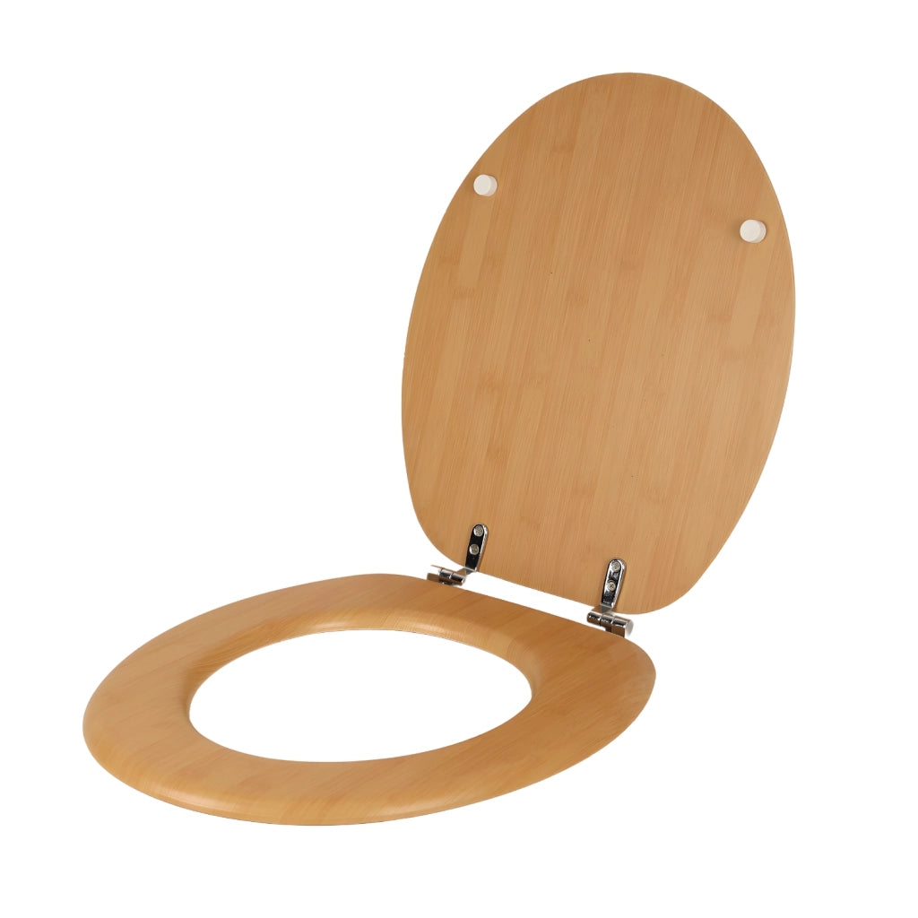 Sedile copriwater tavoletta universale linea bamboo mdf legno cerniere metallo *** tinta acero chiaro, confezione 1