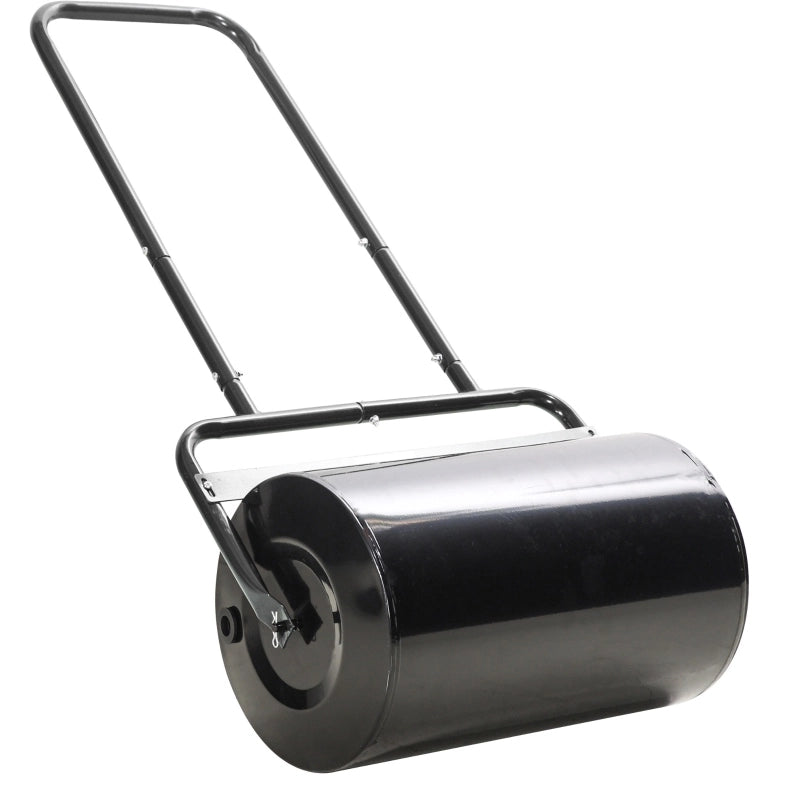 Rullo compattatore per prato in acciaio nero con manico a U, 38L, Ø32 cm