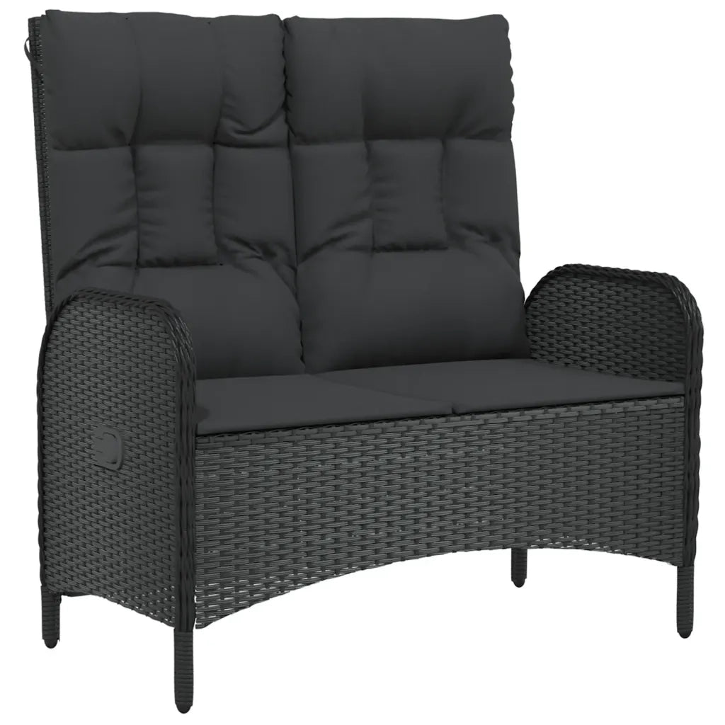 Set da Pranzo da Giardino 4 pz con Cuscini Nero in Polyrattan 3185086