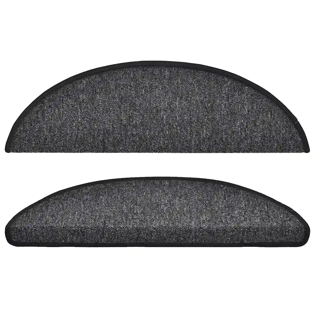 Tappetini per scale 10 pz 56x17x3 cm Antracite Semicircolari 149735