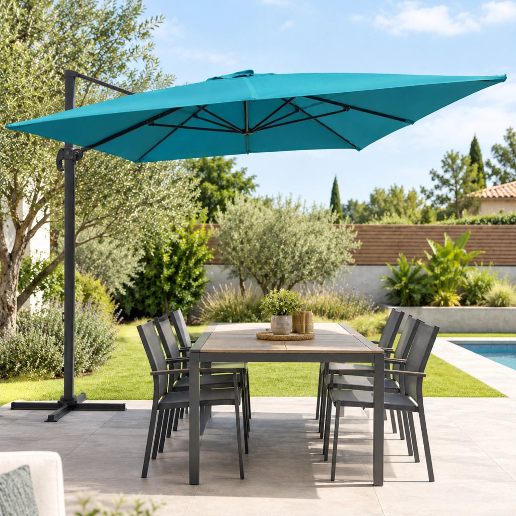 Ombrello offset MOLOKAI rettangolare 3x4m blu + copertura