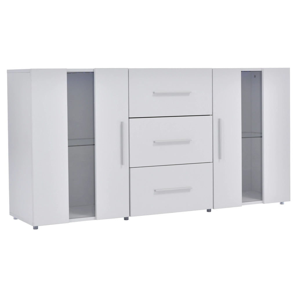 Credenza moderna con LED e USB 140x35x70 cm; bianco