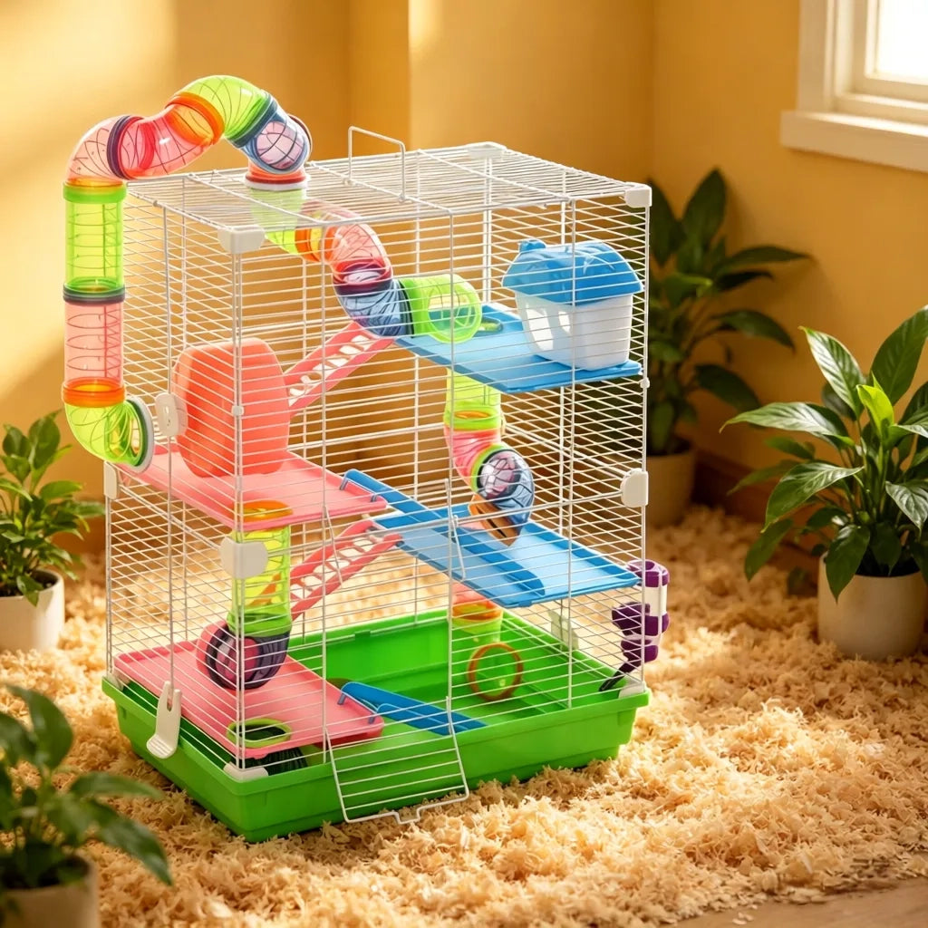 Gabbia per criceti e gerbilli, habitat verticale a 5 livelli per piccoli animali