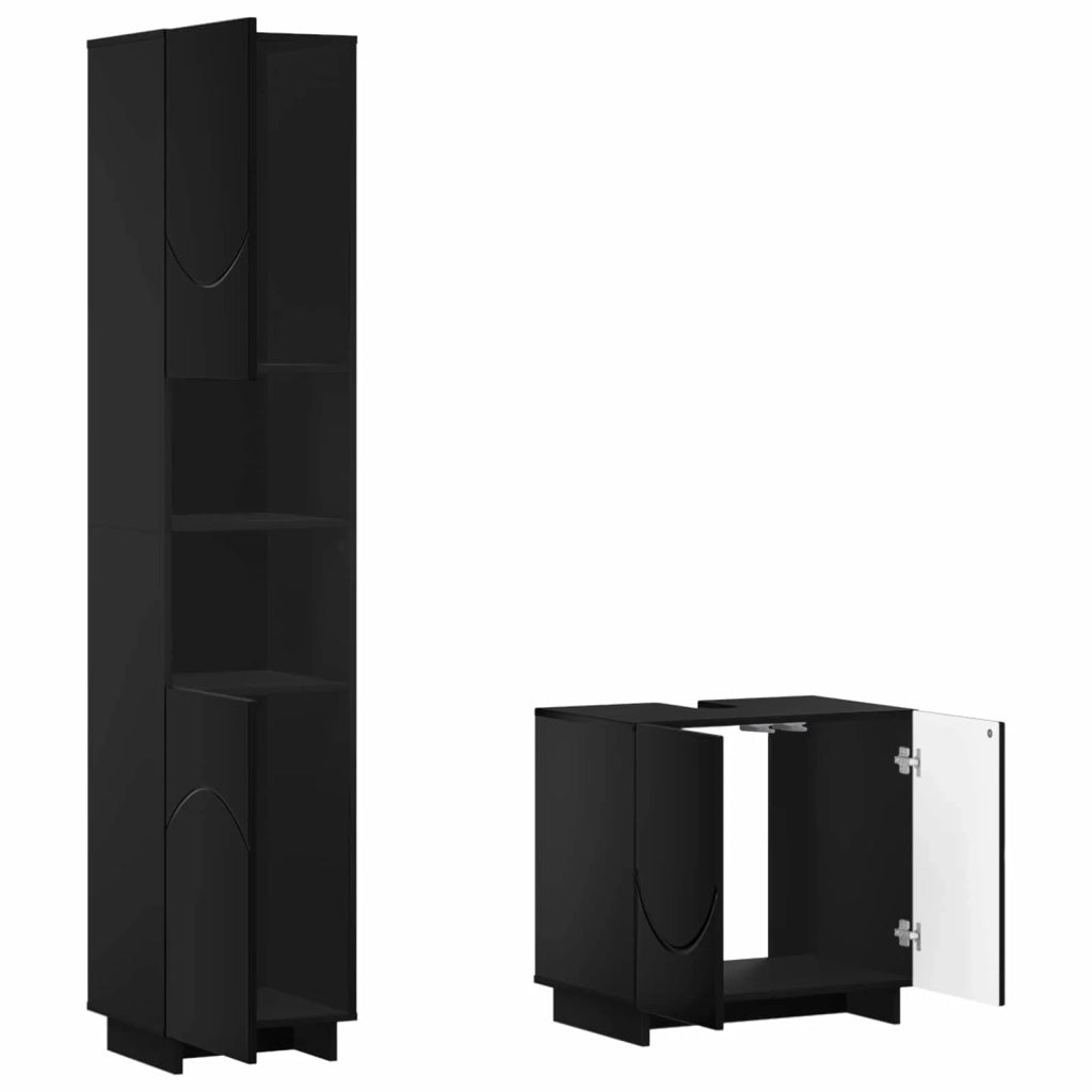 Set mobili da bagno 2 pz Nero Legno ingegnerizzato 3433083