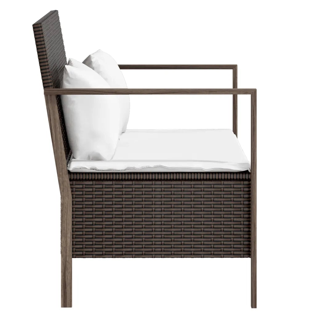 Panca da Giardino a 2 Posti con Cuscini in Polyrattan Marrone 364113