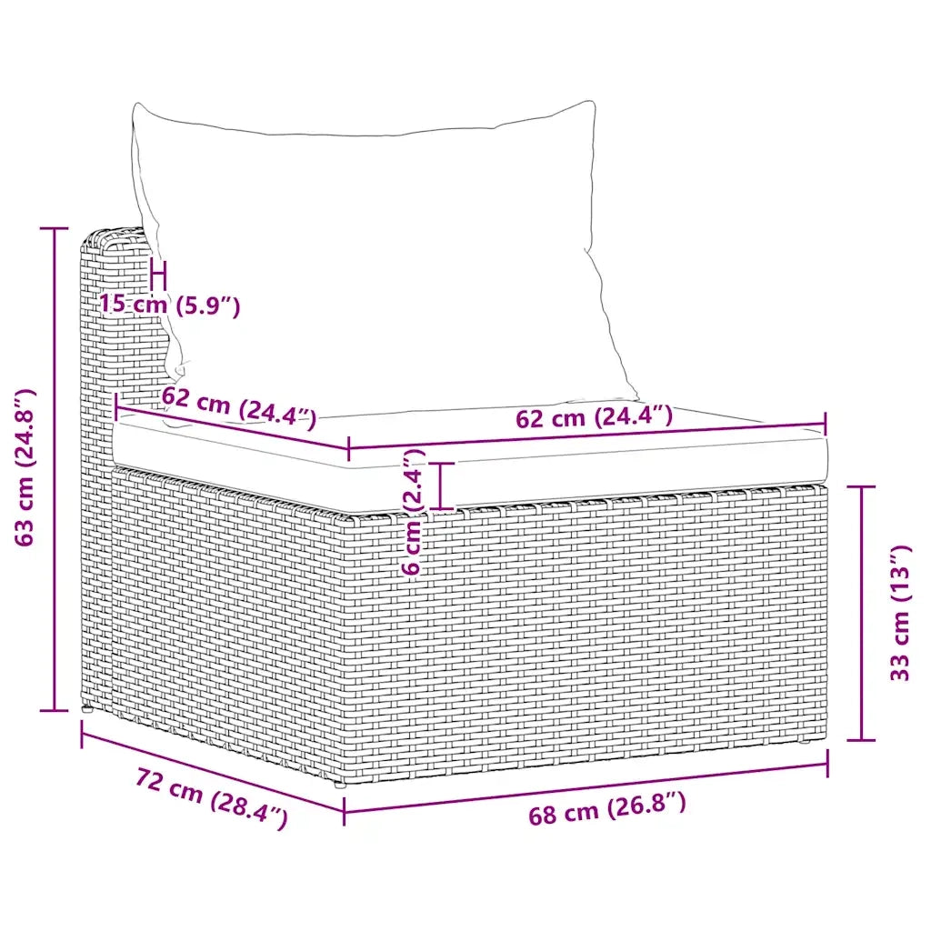 Set Divani da Giardino 4 pz con Cuscini Grigio in Polyrattan
