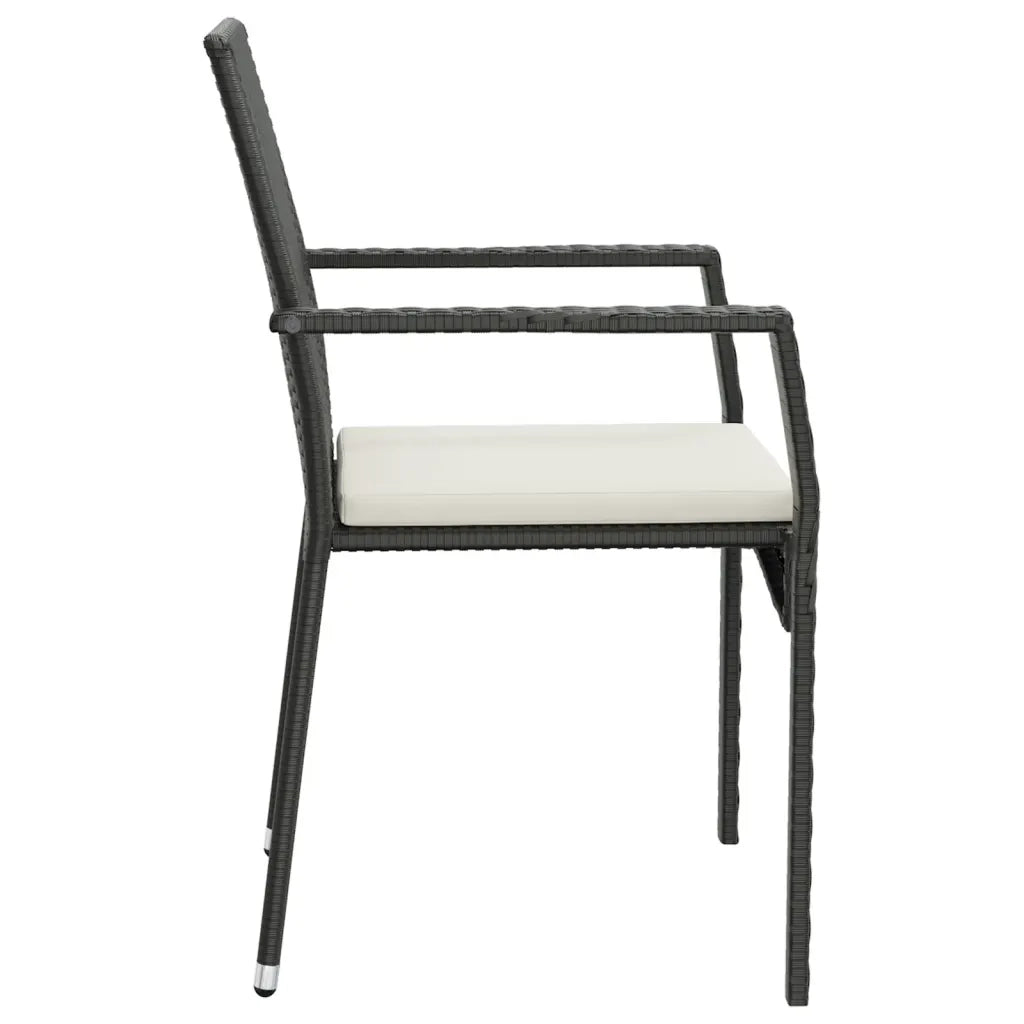 Set da Pranzo da Giardino 5 pz Nero con Cuscini in Polyrattan 3184988