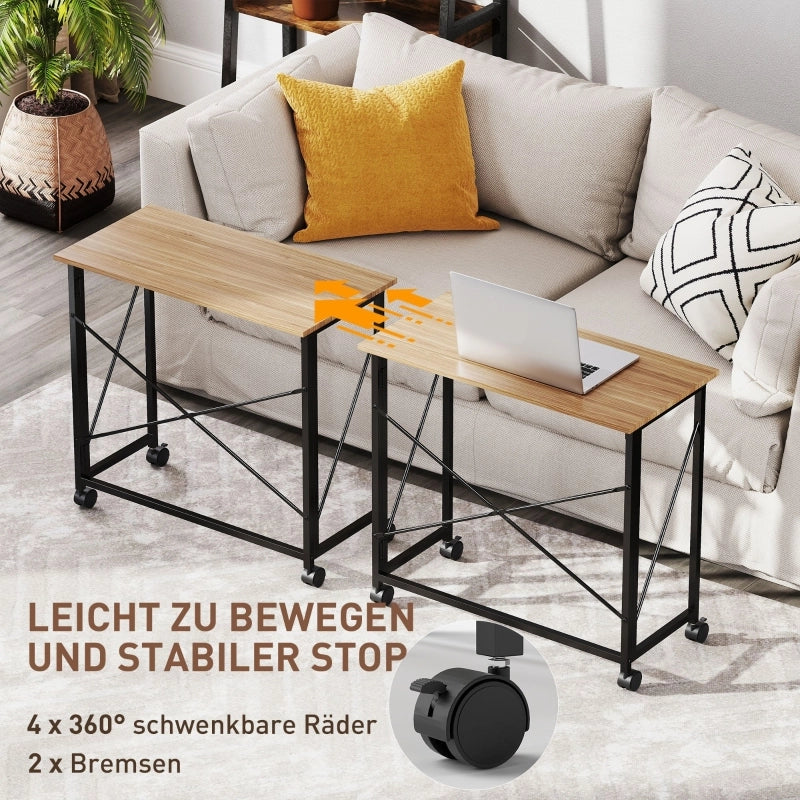 SCRIVANIA Pieghevole 80x40x75 cm Rovere con ruote