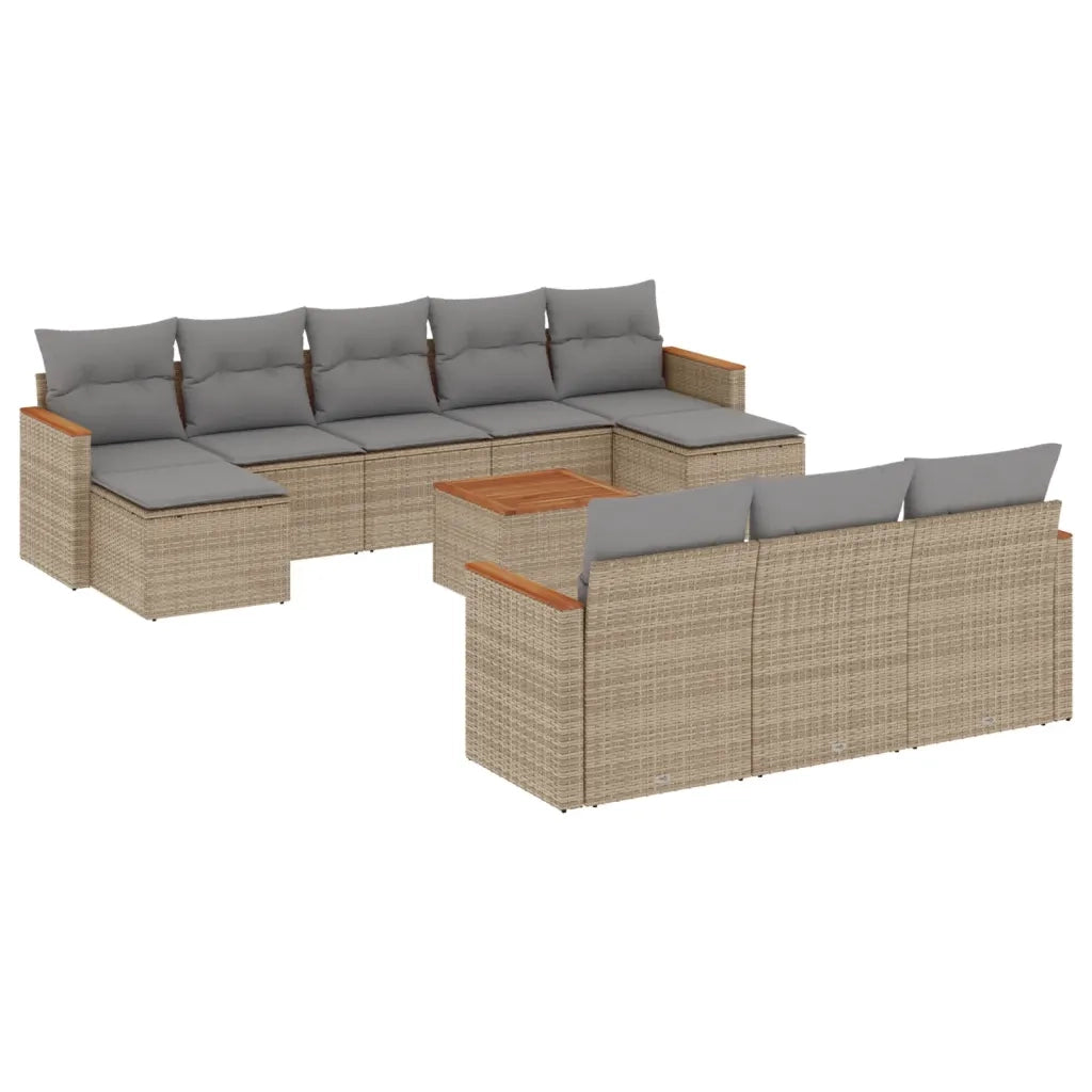 Set Divano da Giardino 11 pz con Cuscini Beige Misto Polyrattan 3226423