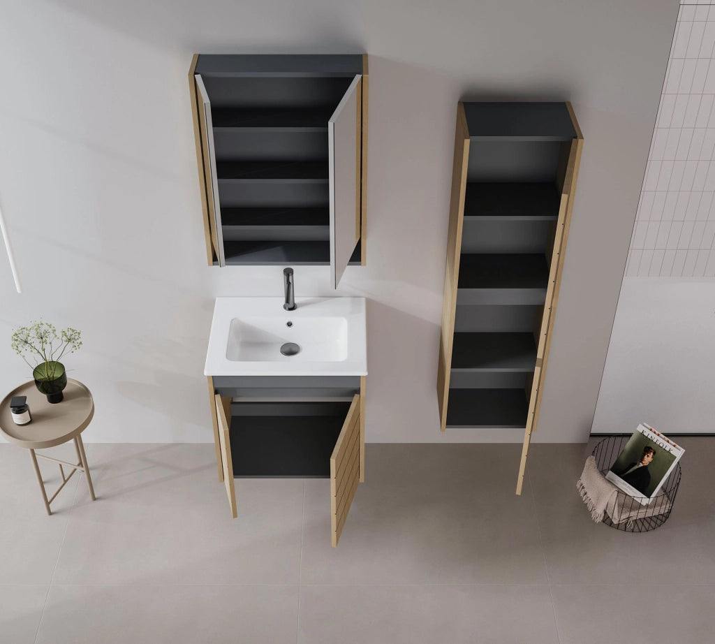 Mobile da bagno "Ricato 40" - 42 x 27 x 138 cm - Noce