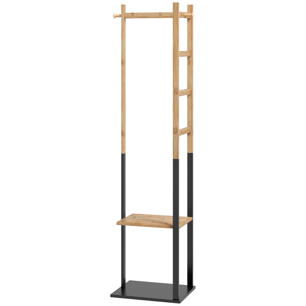 Appendiabiti in Bamb¨´ con Ripiani, Tringa e 4 Barre Laterali ¨C Minimal ¨C Legno