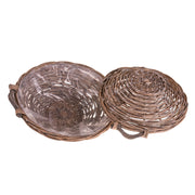 Set 2 Cesto Rotondo Basso in Vimini Larghezza 40 cm