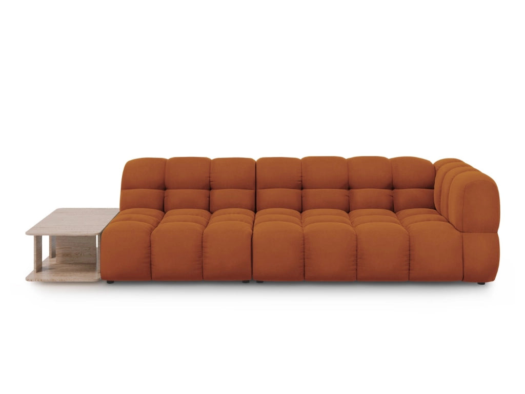 Cosmopolitan Design - Divano modulare sinistro "Sky" 4 posti in velluto terracotta 