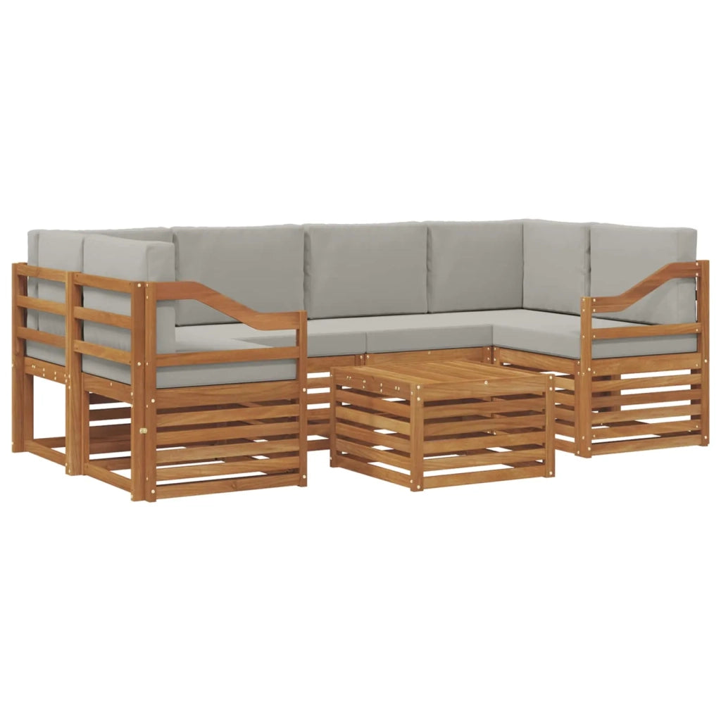 Set di divani da esterno 7 pz Naturale e Grigio Chiaro 3374466