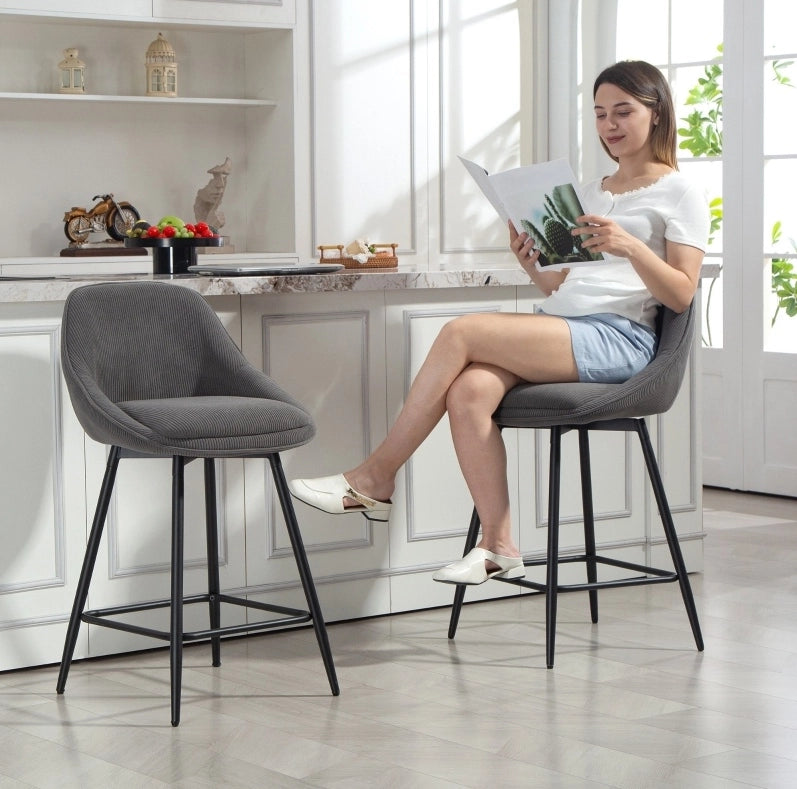 SGABELLI BAR Set da 2 pezzi girevoli H 65 cm grigio in poliestere