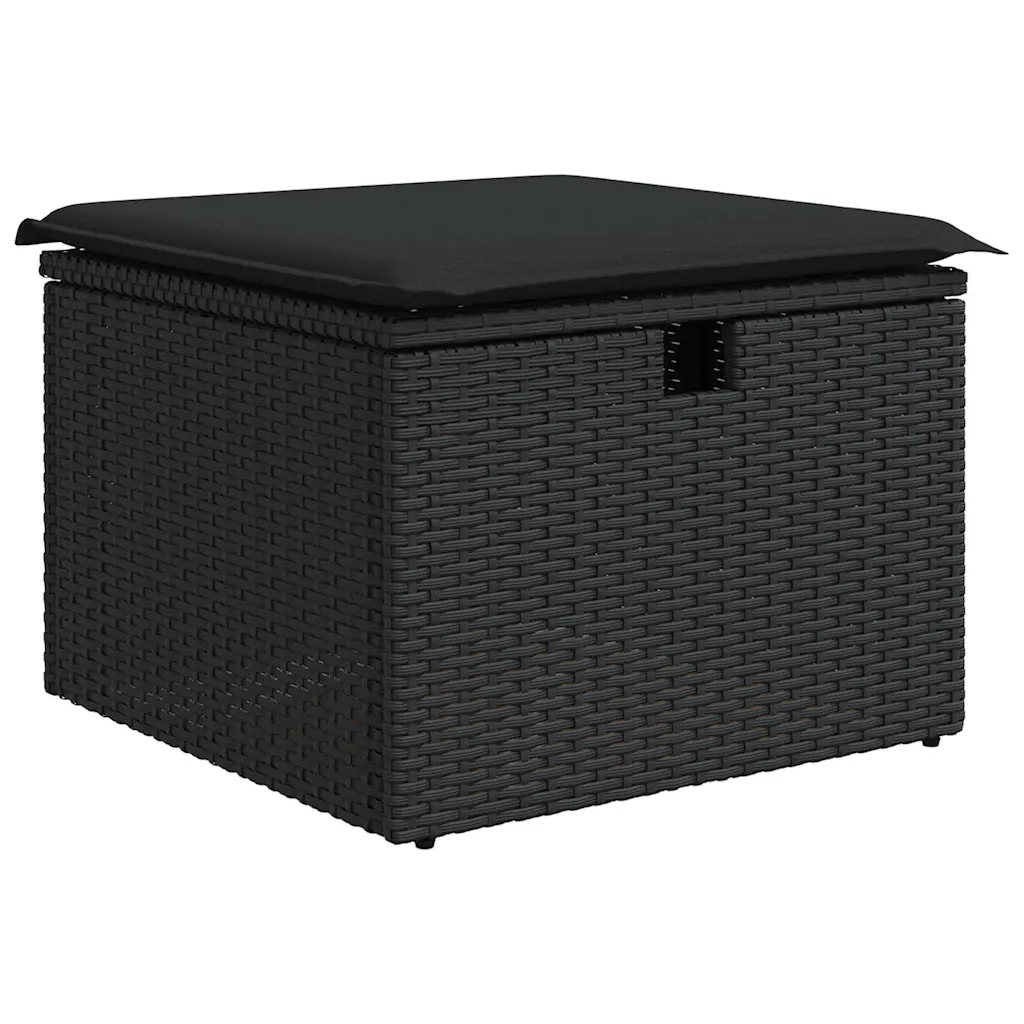 Set Divano da Giardino con cuscino 9 pcs Nero polyrattan 3359527