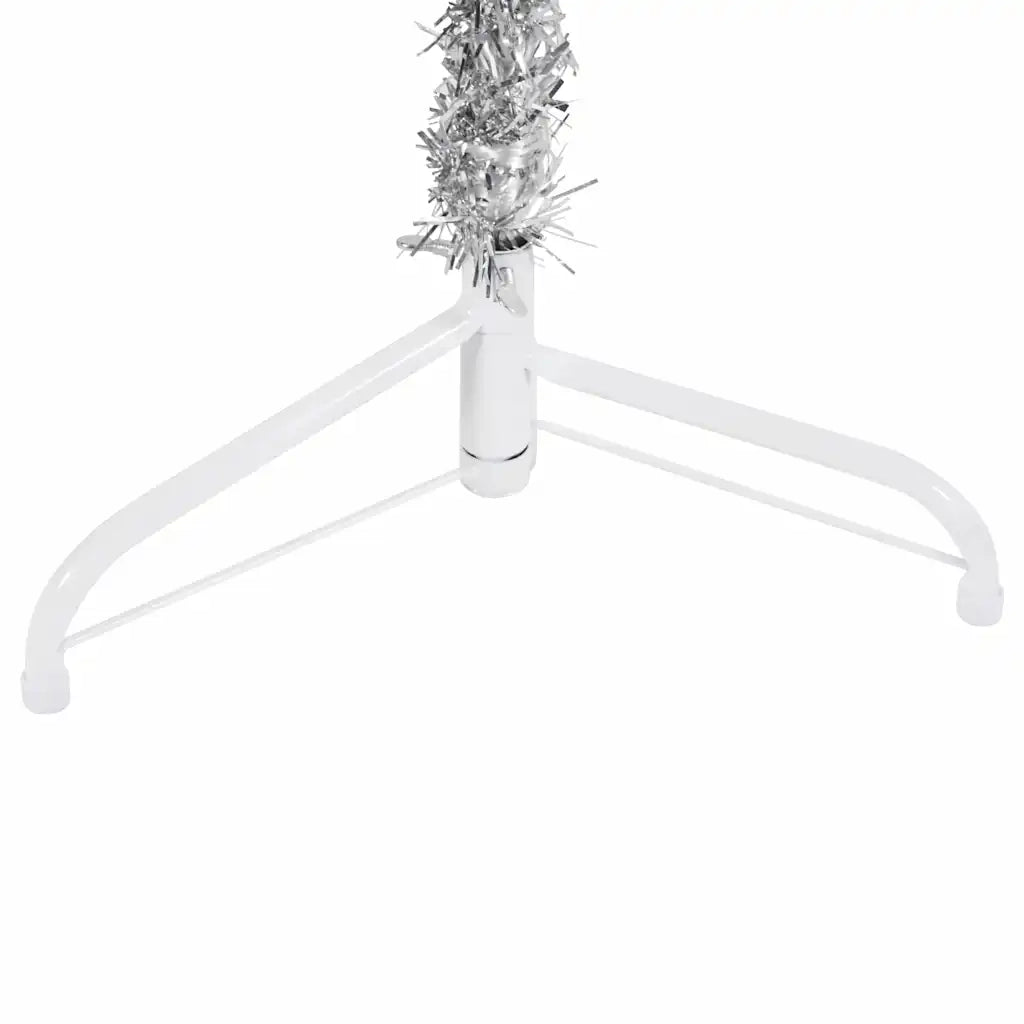 Albero Natale Artificiale Sottile a Met¨¤ Supporto-Albero Natalizio Argento 150cm