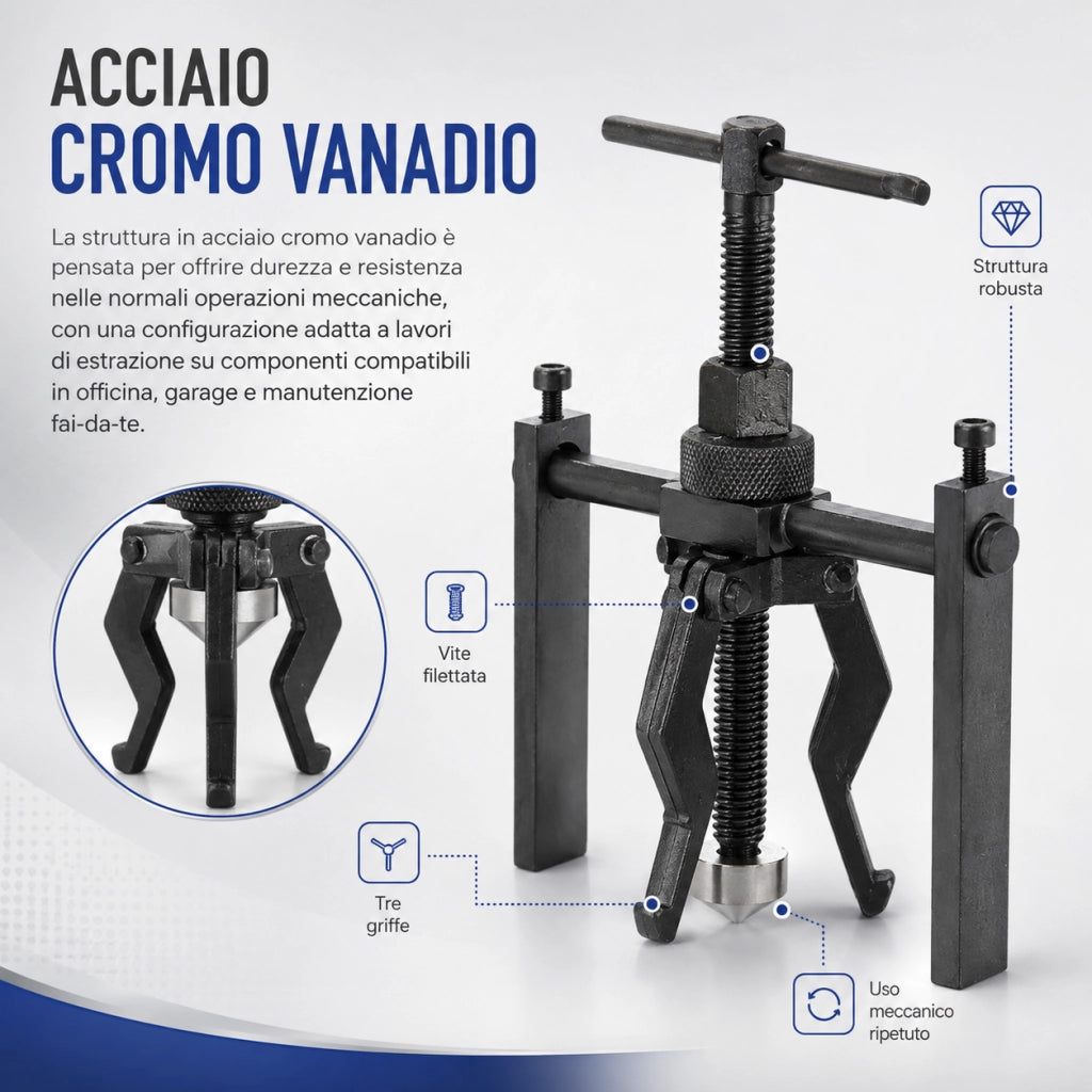 Estrattore Cuscinetti Interni 3 Griffe 1/2"-2" Cr-V 135x200 mm