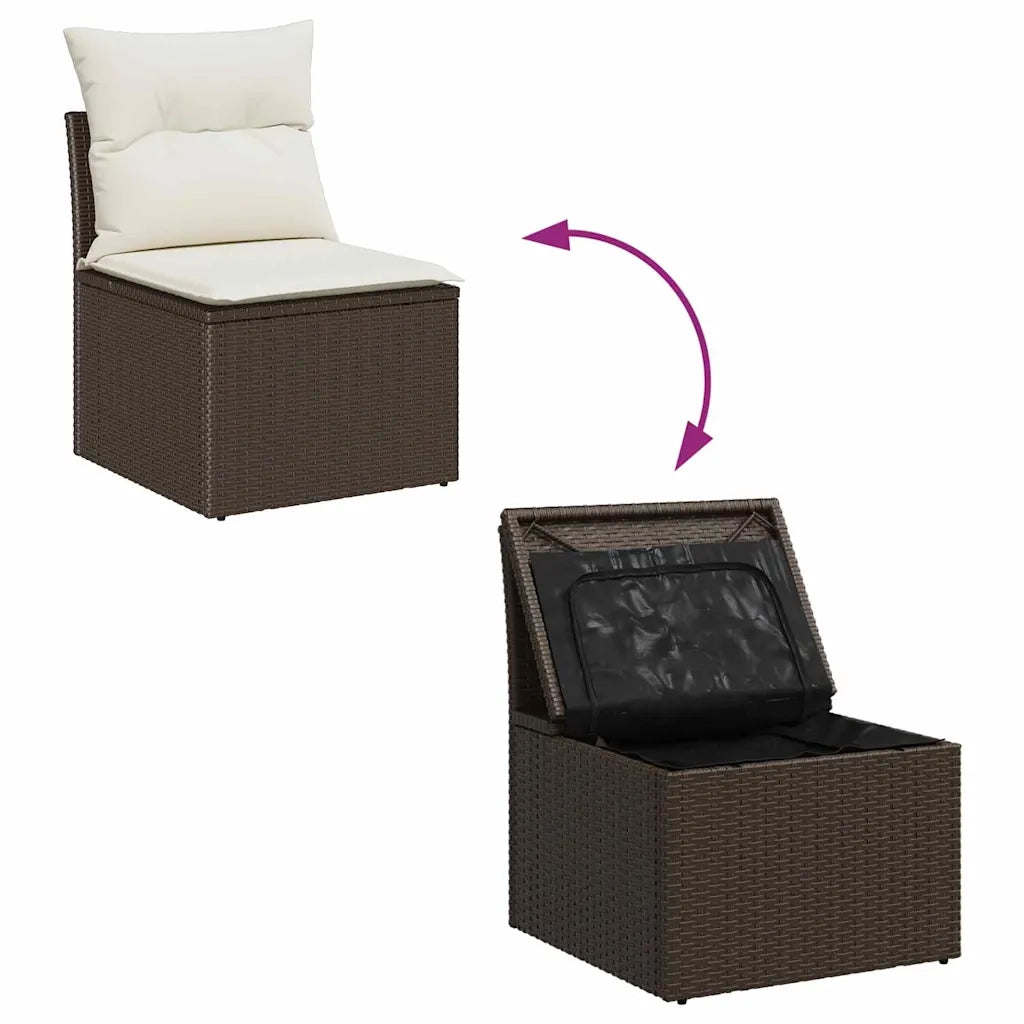 Set Divano da Giardino 5 pcs Marrone e Crema polyrattan 3355597