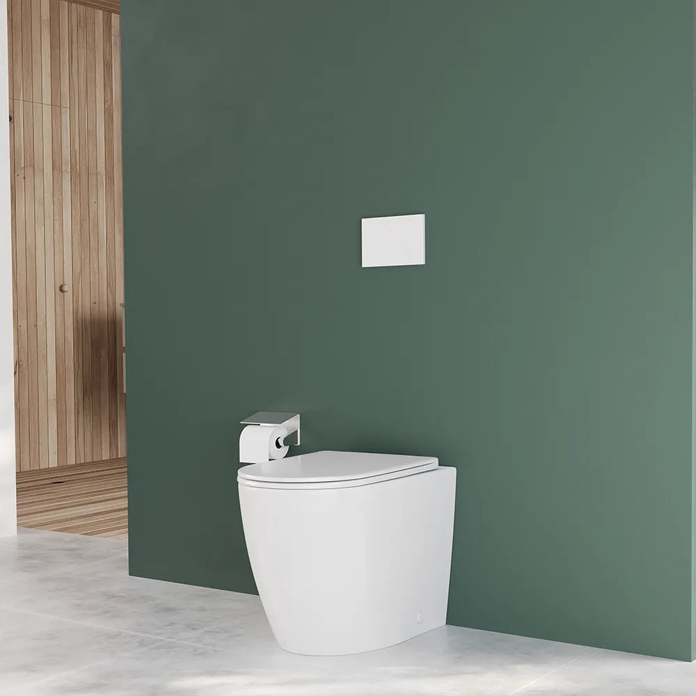 Vaso WC filomuro rimless in ceramica bianco lucido e sedile soft-close | Europa Small