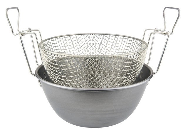 Friggitrice in Ferro Spazzolato con cestello in rete 42 cm