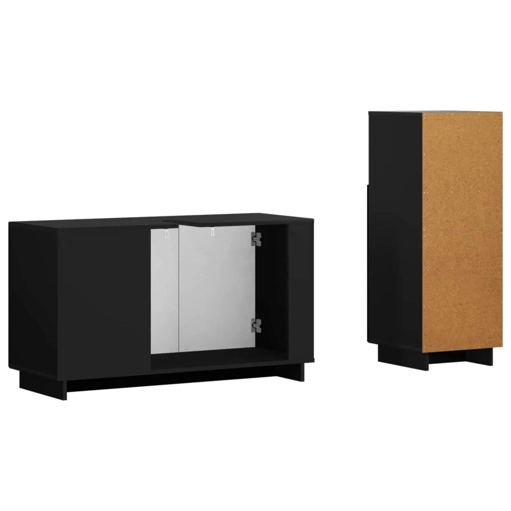 Set mobili da bagno 2 pz Nero Legno ingegnerizzato 3433074