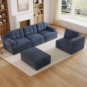 DIVANO Modulare U-form 252x180x82 cm Chenille Blu