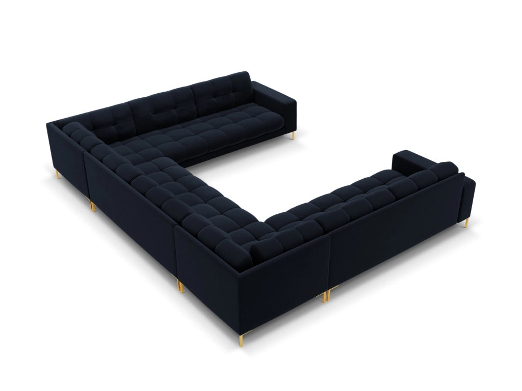Cosmopolitan Design - Divano panoramico "Bali" 9 posti in velluto blu scuro 