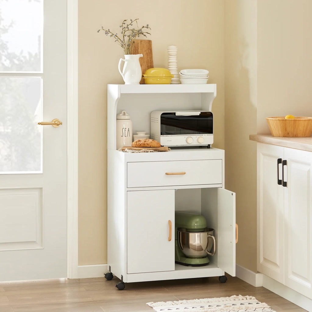 Mobile microonde Credenza cucina con route, bianco, FSB12-W