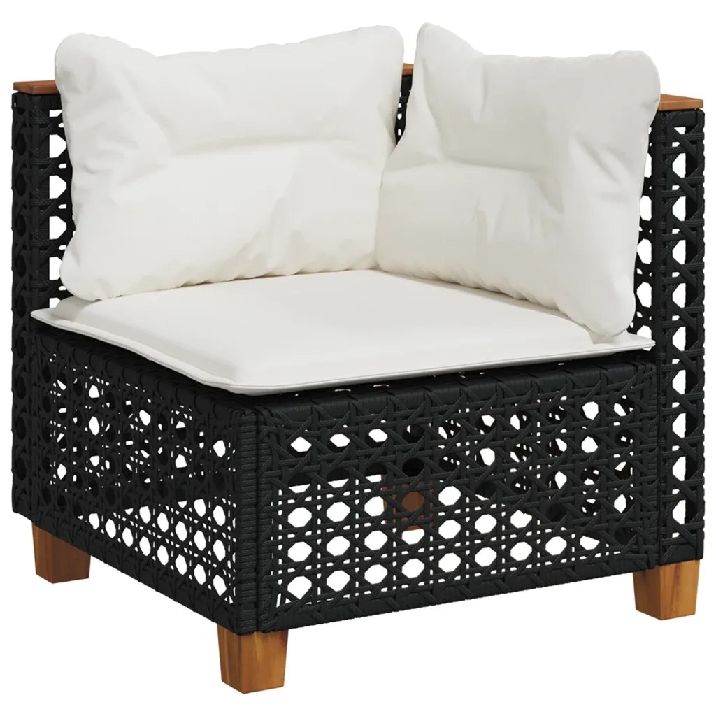 Set Divano da Giardino 6 pz con Cuscini Nero in Polyrattan 3261950