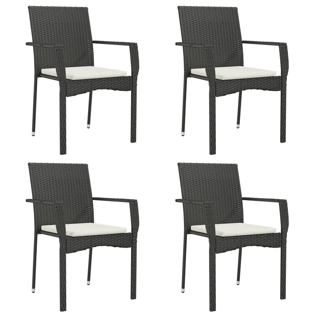 Set da Pranzo da Giardino 5 pz Nero con Cuscini in Polyrattan 3184988