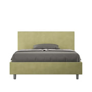 Letto matrimoniale francese senza rete imbottito 140x200 microfibra tè verde Adele