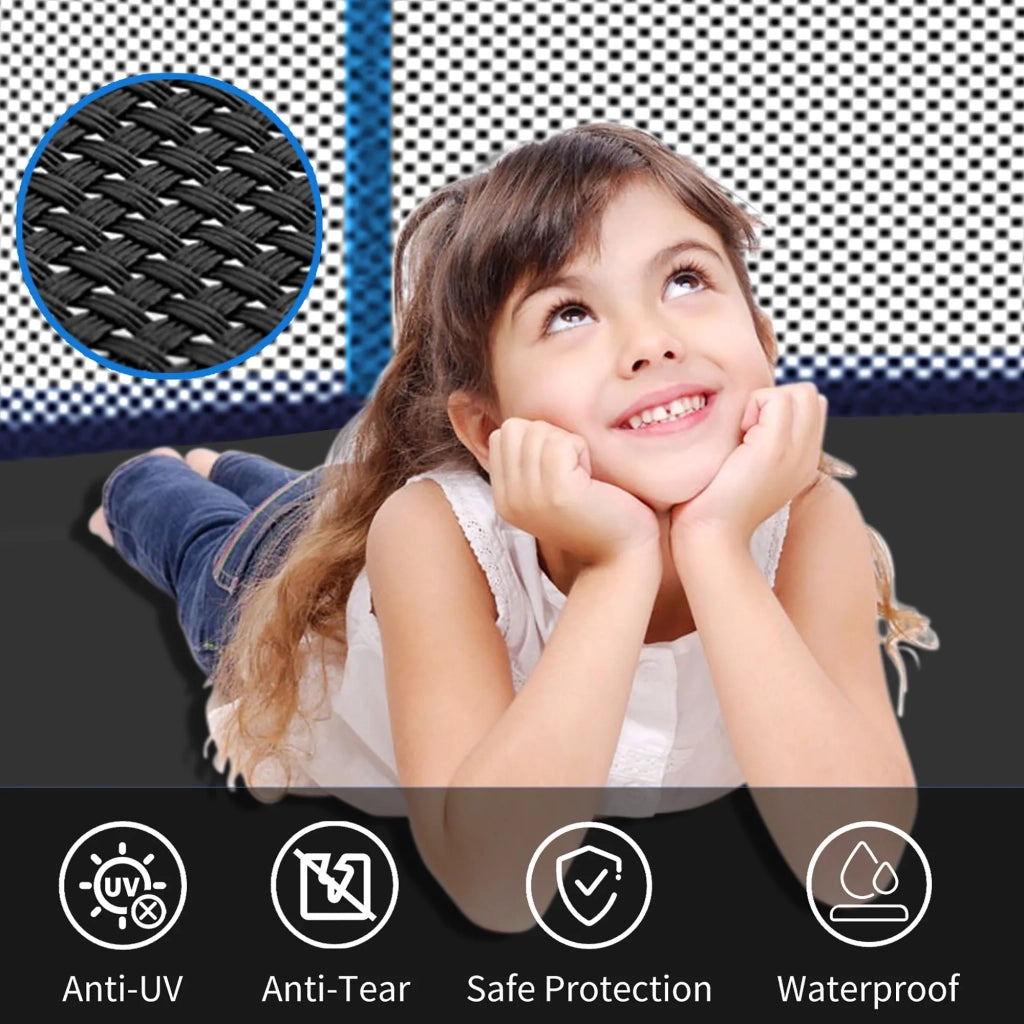 Trampolino 8FT da esterno, blu, con rete di sicurezza e scala, portata 181 kg