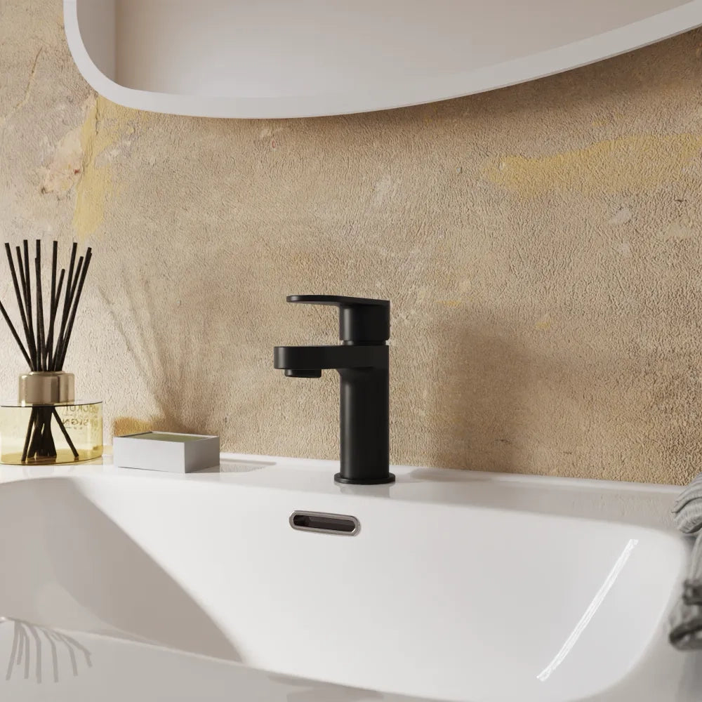 Set miscelatori lavabo 13cm bidet miscelatore esterno vasca nero opaco | Margot