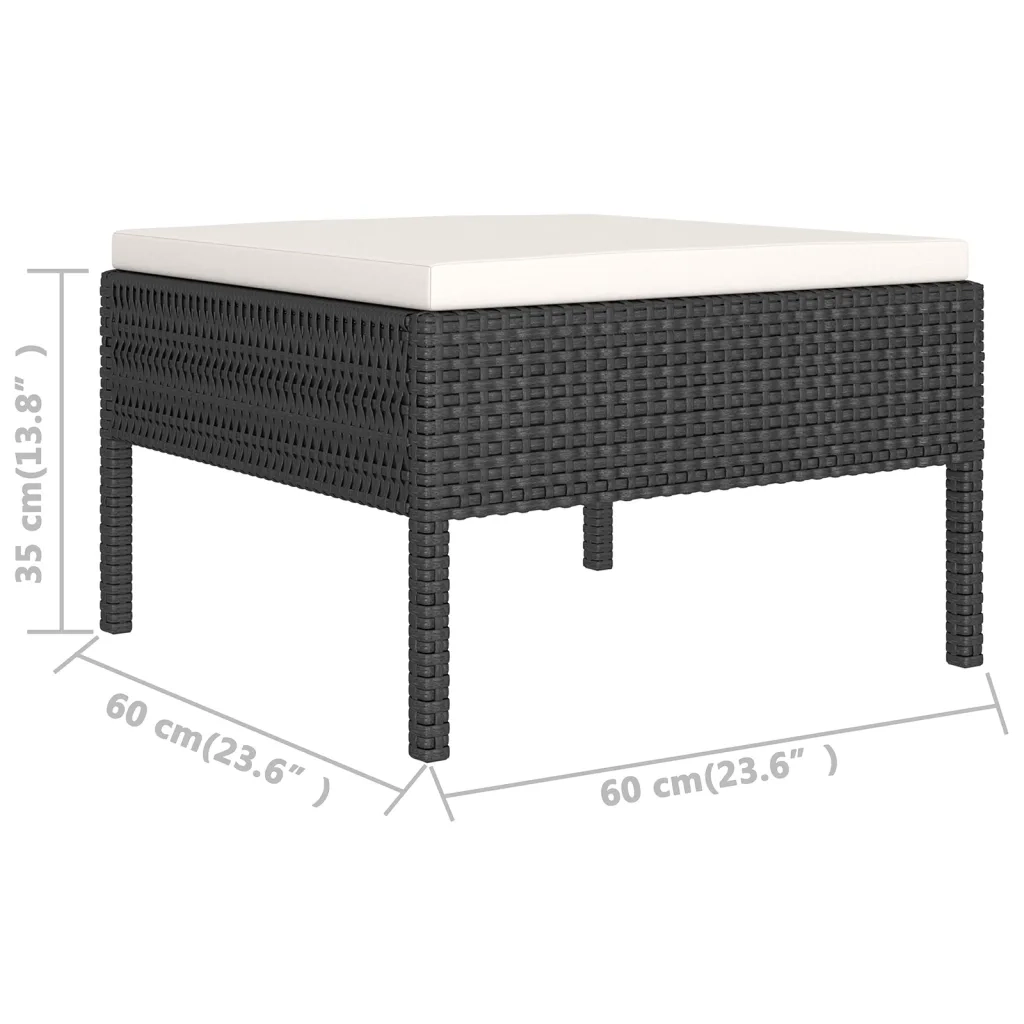 Set Divani da Giardino 6 pz con Cuscini in Polyrattan Nero 3094384