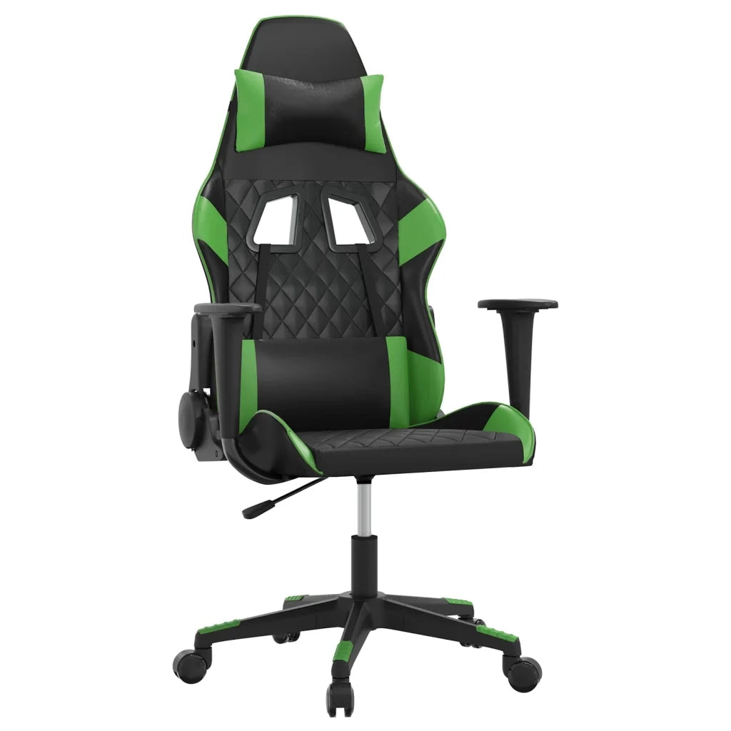 Sedia da Gaming Massaggiante Nero e Verde in Similpelle 345514