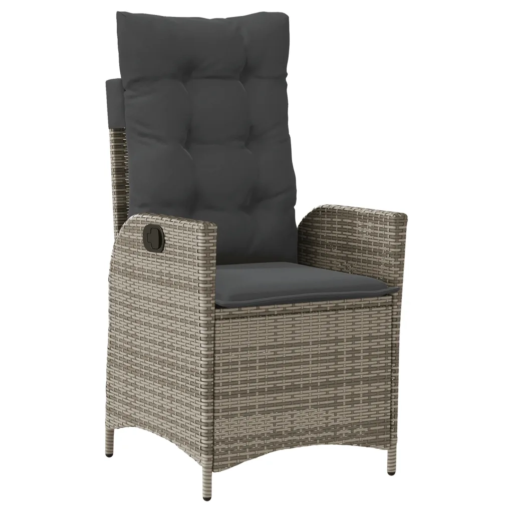 Set da Pranzo da Giardino 9 pz con Cuscini in Polyrattan Grigio 3213111