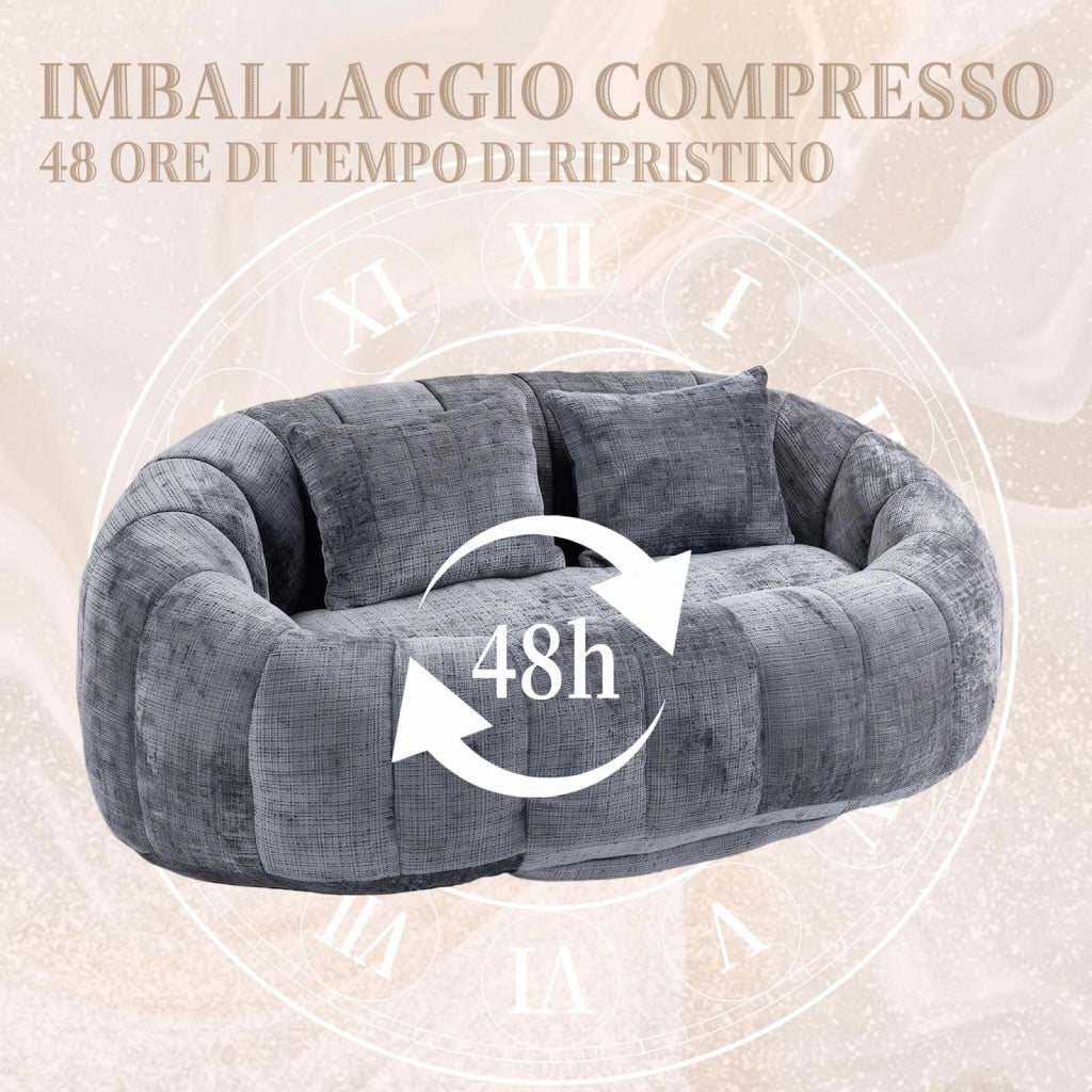 Divano relax, divano in chenille, schienale alto, pronto all’uso, per interni ed esterni, grigio
