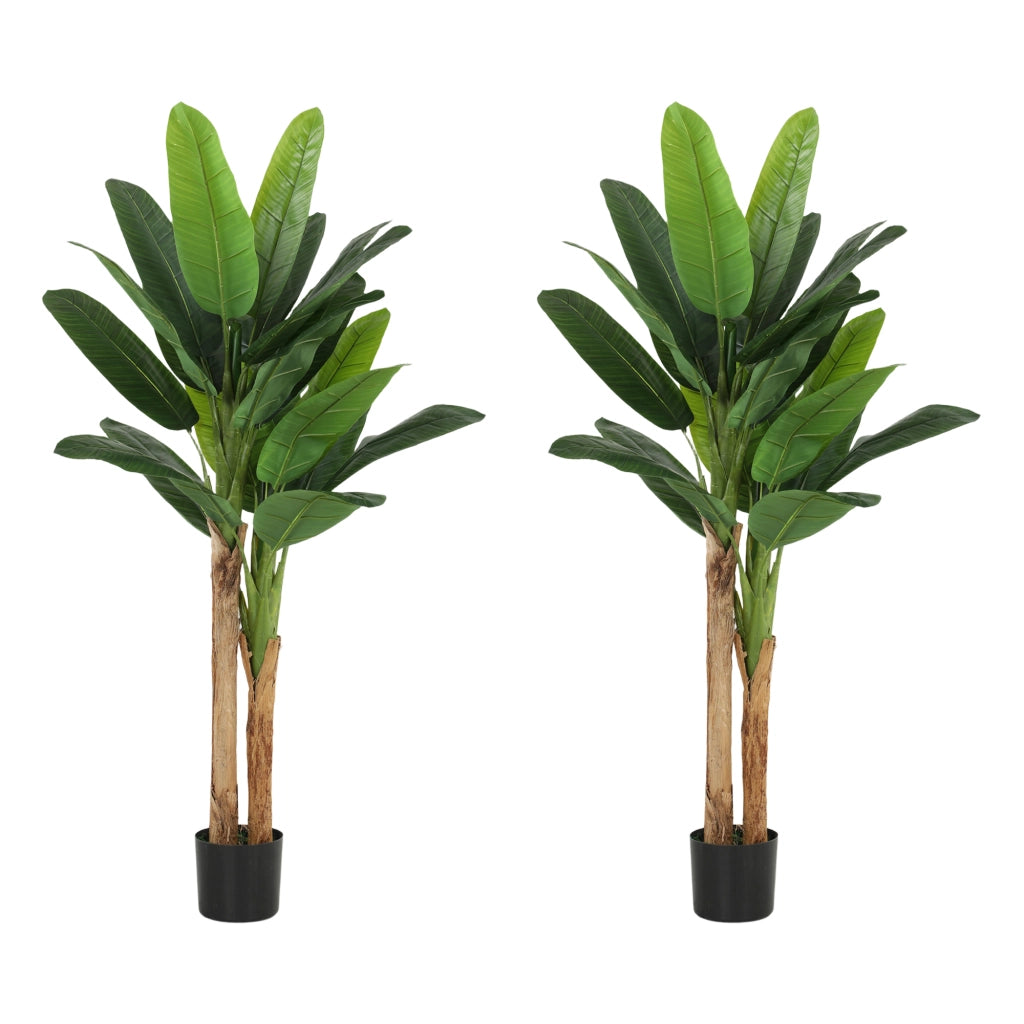 2 piante artificiali banano in vaso ¨C Minimal ¨C verde 150 cm