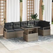 Set Divano da Giardino con cuscino 7 pcs Grigio Poly Rattan 3348835