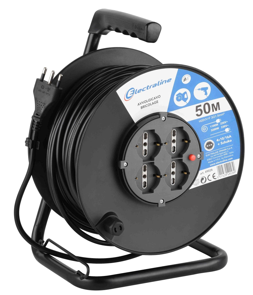 Avvolgicavo Domestico con Cavaletto 50 m Electraline