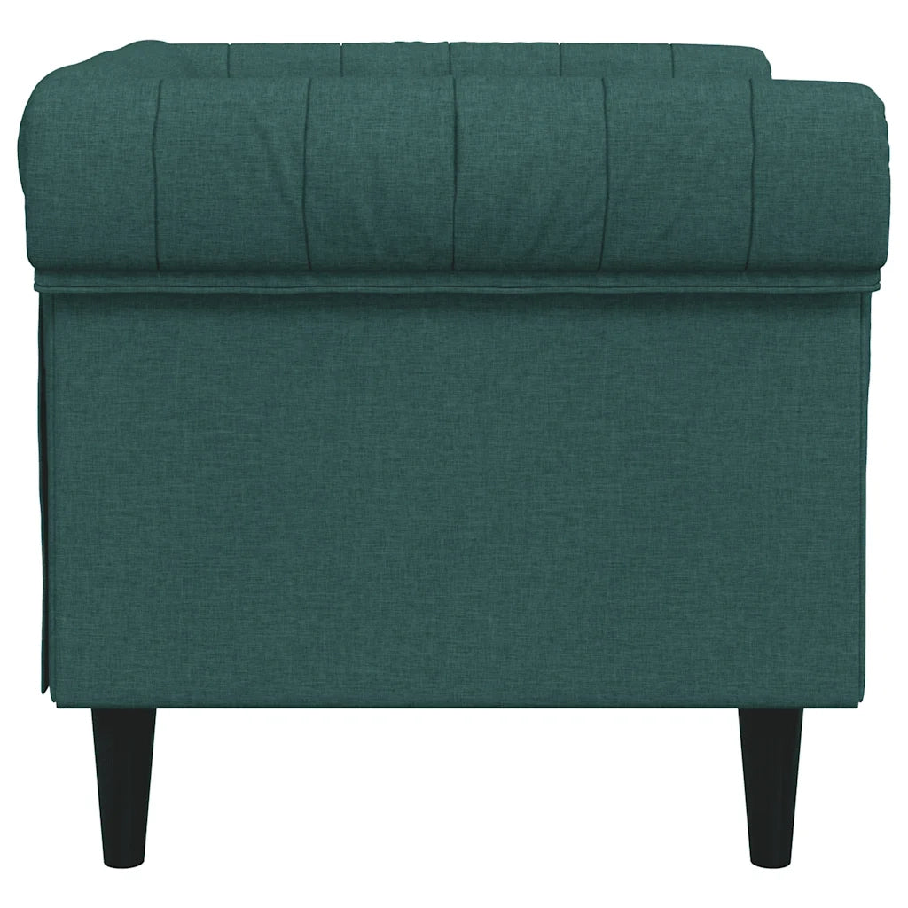 Poltrona Chesterfield Verde Scuro in Tessuto 372542