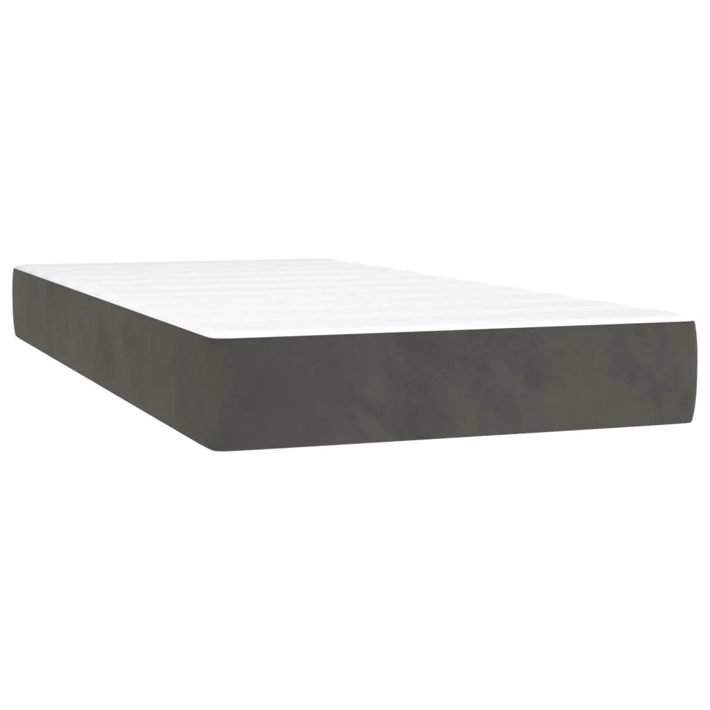 Letto a Molle con Materasso e LED Grigio Scuro 80x200cm Velluto 3136330
