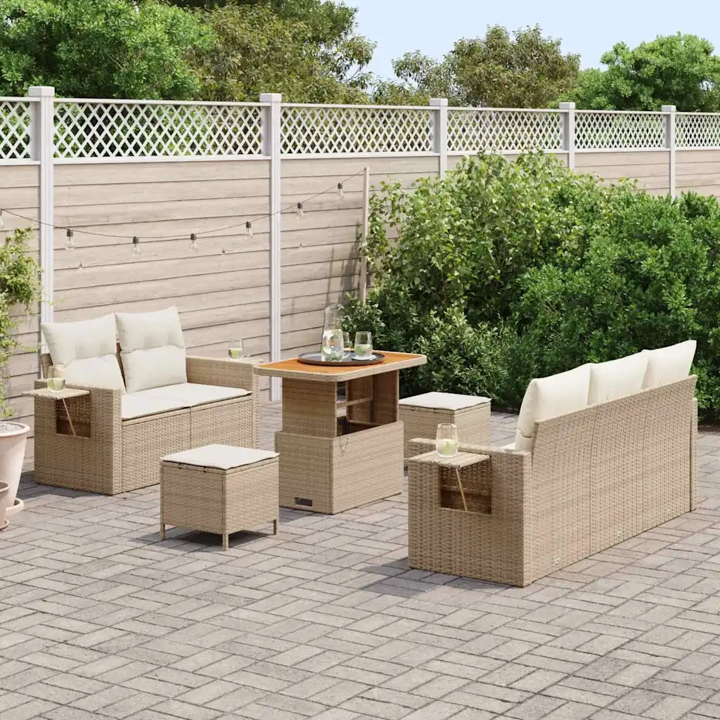 Set Divano da Giardino con cuscino 8 pcs Beige polyrattan 3361691